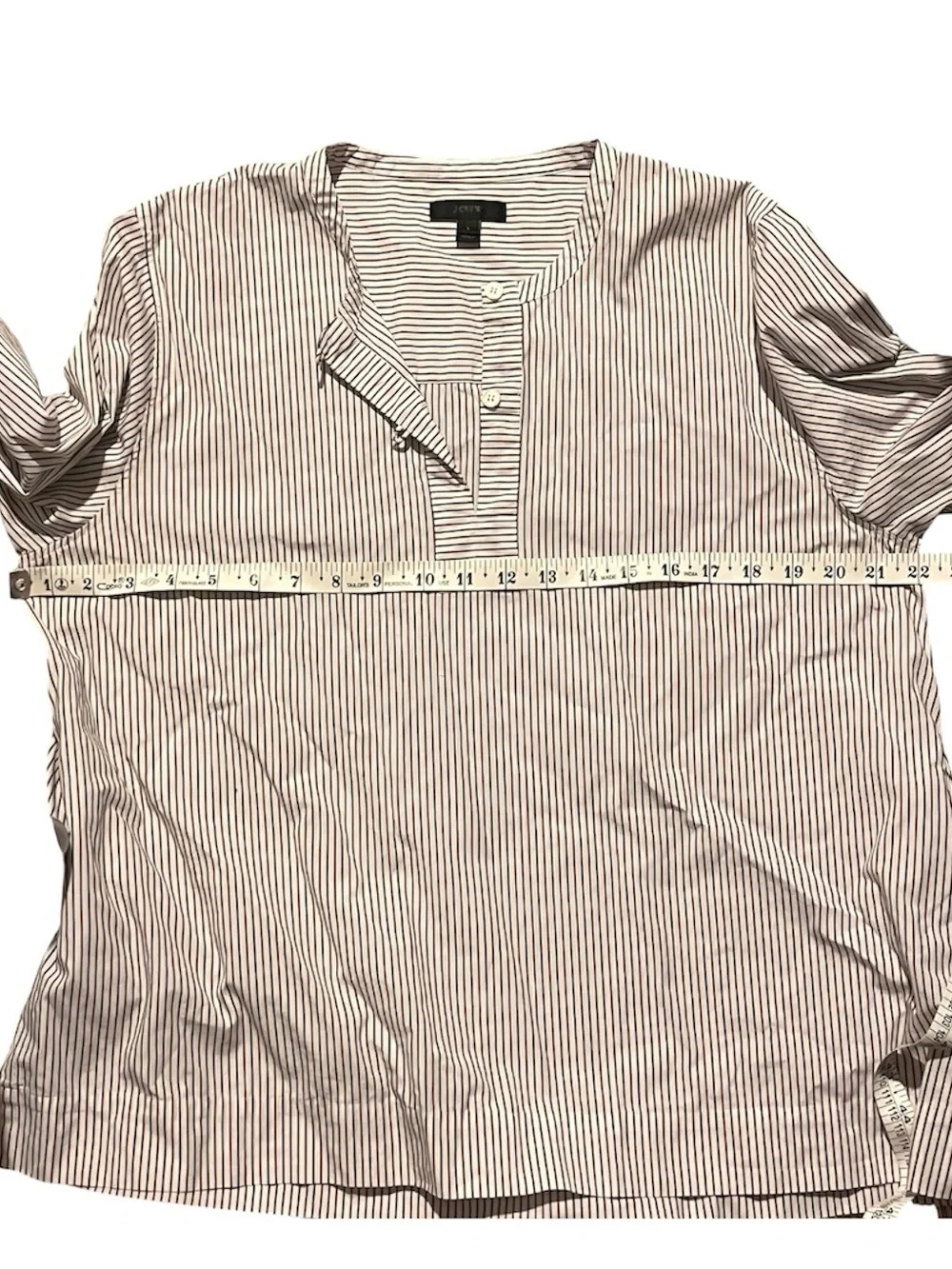 J. Crew Women's Stripe Long Sleeve Blouse with Embroidery on Sleeve Size Large